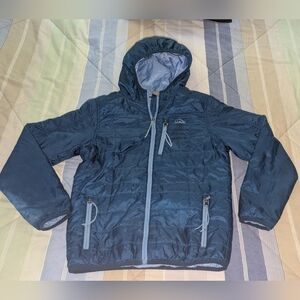 L.L. Bean Kids Dark Blue Hooded Puffer Jacket Packable Sz 10-12